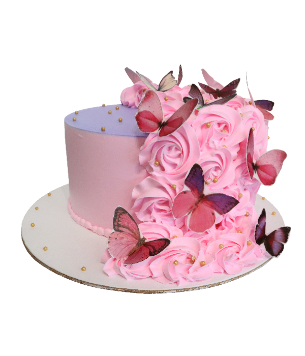 Pink Butterfly Theme Cake
